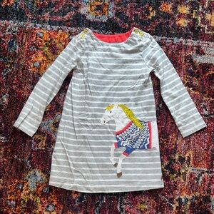 Striped Dress with Horse Appliqué, Size 4-5Y